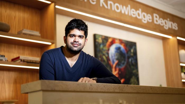 Perplexity co-founder and CEO Aravind Srinivas stands for a portrait at his company's San Francisco headquarters on Monday, July 29, 2024. (AP Photo/Noah Berger)