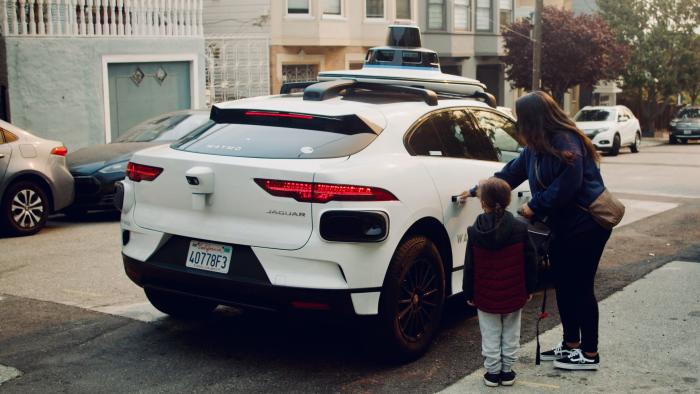 Waymo's driverless car service picks up a fare in San Francisco.