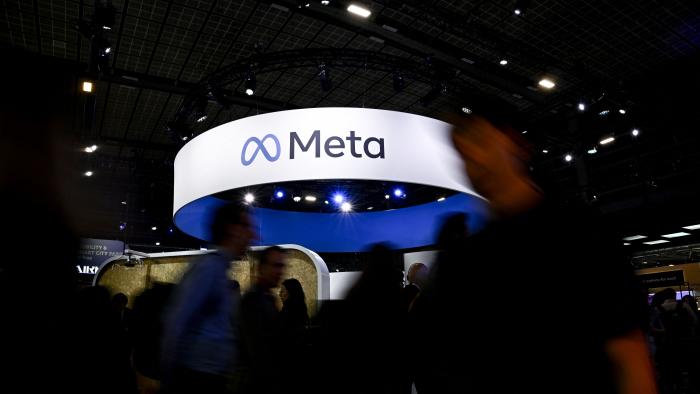 A logo of US company's Meta is displayed during the Vivatech technology startups and innovation fair, at the Porte de Versailles exhibition center in Paris, on May 22, 2024. (Photo by JULIEN DE ROSA / AFP) (Photo by JULIEN DE ROSA/AFP via Getty Images)